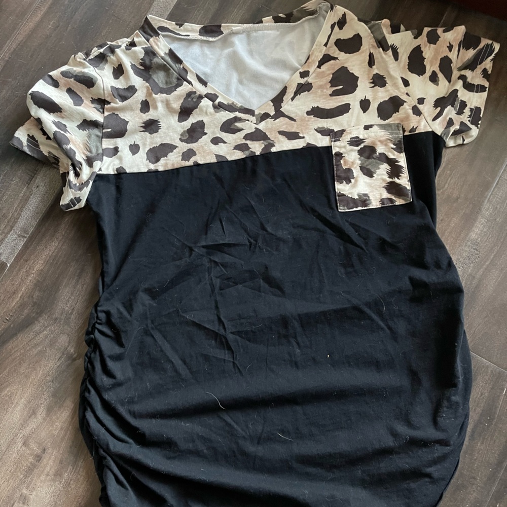 Black and Cheetah Maternity Top